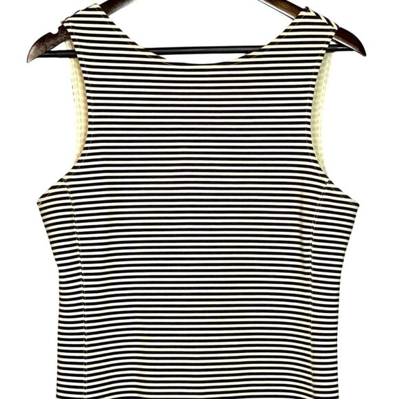 Theory Mivrill Ivory Navy Sail Stripe Coastal Nautical Sleeveless Dress Size L - Picture 6 of 9